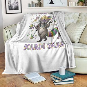 Mardi Gras Raccoon Throw Blanket Feral Girl Mardi Gras TS14 Print Your Wear