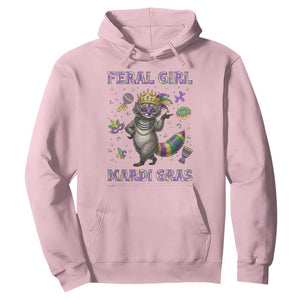 Mardi Gras Raccoon Hoodie Feral Girl Mardi Gras TS14 Light Pink Print Your Wear