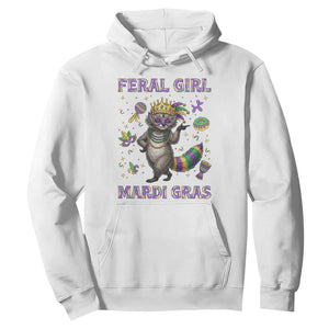 Mardi Gras Raccoon Hoodie Feral Girl Mardi Gras TS14 White Print Your Wear
