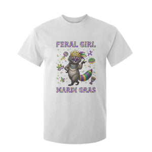 Mardi Gras Raccoon T Shirt For Kid Feral Girl Mardi Gras TS14 White Print Your Wear