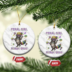 Mardi Gras Raccoon Ceramic Ornament Feral Girl Mardi Gras TS14 1pc White Marble Print Your Wear