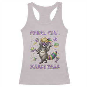 Mardi Gras Raccoon Racerback Tank Top Feral Girl Mardi Gras TS14 Ice Gray Print Your Wear