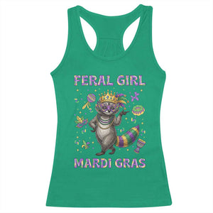 Mardi Gras Raccoon Racerback Tank Top Feral Girl Mardi Gras TS14 Irish Green Print Your Wear