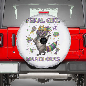 Mardi Gras Raccoon Spare Tire Cover Feral Girl Mardi Gras TS14 White Print Your Wear