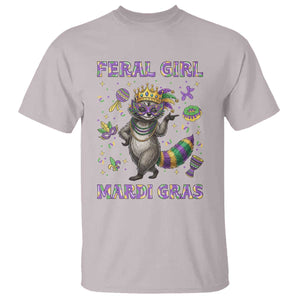 Mardi Gras Raccoon T Shirt Feral Girl Mardi Gras TS14 Ice Gray Print Your Wear