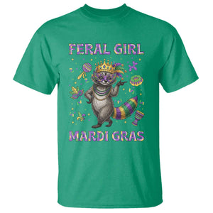 Mardi Gras Raccoon T Shirt Feral Girl Mardi Gras TS14 Irish Green Print Your Wear