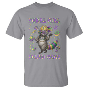 Mardi Gras Raccoon T Shirt Feral Girl Mardi Gras TS14 Sport Gray Print Your Wear