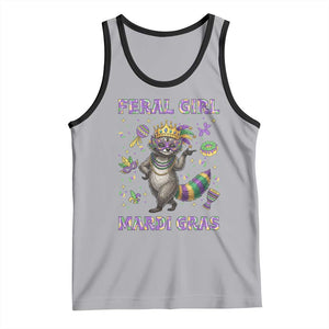 Mardi Gras Raccoon Tank Top Feral Girl Mardi Gras TS14 Athletic Heather Black Print Your Wear