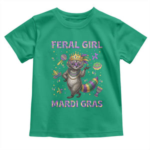 Mardi Gras Raccoon Toddler T Shirt Feral Girl Mardi Gras TS14 Irish Green Print Your Wear