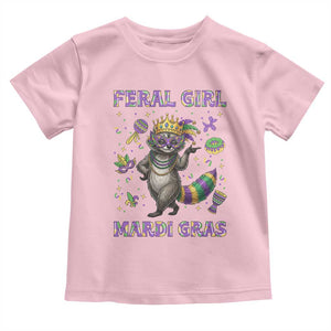 Mardi Gras Raccoon Toddler T Shirt Feral Girl Mardi Gras TS14 Light Pink Print Your Wear