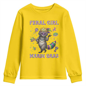 Mardi Gras Raccoon Youth Sweatshirt Feral Girl Mardi Gras TS14 Daisy Print Your Wear
