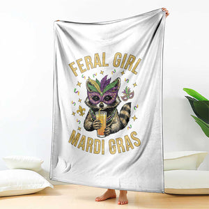Mardi Gras Raccoon Throw Blanket Feral Girl Mardi Gras Trash Panda TS14 Print Your Wear
