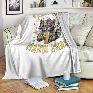 Mardi Gras Raccoon Throw Blanket Feral Girl Mardi Gras Trash Panda TS14 Print Your Wear