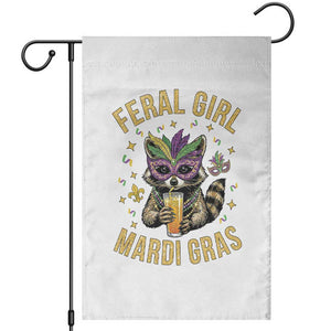Mardi Gras Raccoon Garden Flag Feral Girl Mardi Gras Trash Panda TS14 White Print Your Wear
