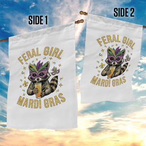 Mardi Gras Raccoon Garden Flag Feral Girl Mardi Gras Trash Panda TS14 Print Your Wear
