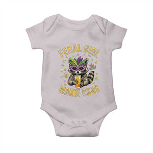 Mardi Gras Raccoon Baby Onesie Feral Girl Mardi Gras Trash Panda TS14 Ice Gray Print Your Wear