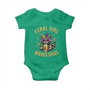 Mardi Gras Raccoon Baby Onesie Feral Girl Mardi Gras Trash Panda TS14 Irish Green Print Your Wear