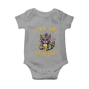 Mardi Gras Raccoon Baby Onesie Feral Girl Mardi Gras Trash Panda TS14 Sport Gray Print Your Wear