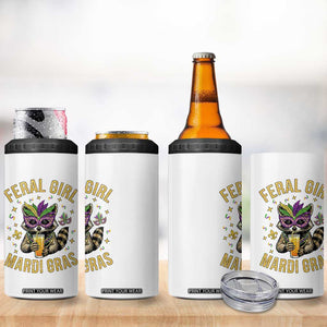 Mardi Gras Raccoon 4 in 1 Can Cooler Tumbler Feral Girl Mardi Gras Trash Panda TS14 Print Your Wear