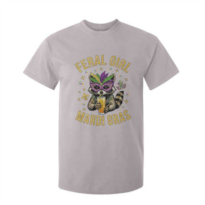 Mardi Gras Raccoon T Shirt For Kid Feral Girl Mardi Gras Trash Panda TS14 Ice Gray Print Your Wear