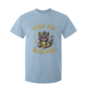 Mardi Gras Raccoon T Shirt For Kid Feral Girl Mardi Gras Trash Panda TS14 Light Blue Print Your Wear