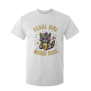 Mardi Gras Raccoon T Shirt For Kid Feral Girl Mardi Gras Trash Panda TS14 White Print Your Wear