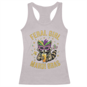 Mardi Gras Raccoon Racerback Tank Top Feral Girl Mardi Gras Trash Panda TS14 Ice Gray Print Your Wear