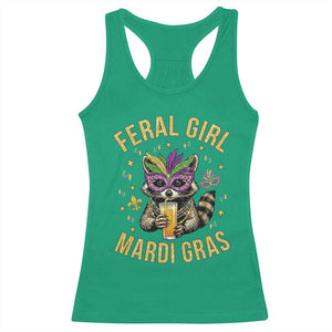 Mardi Gras Raccoon Racerback Tank Top Feral Girl Mardi Gras Trash Panda TS14 Irish Green Print Your Wear