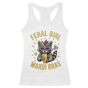 Mardi Gras Raccoon Racerback Tank Top Feral Girl Mardi Gras Trash Panda TS14 White Print Your Wear