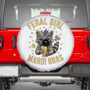 Mardi Gras Raccoon Spare Tire Cover Feral Girl Mardi Gras Trash Panda TS14 White Print Your Wear