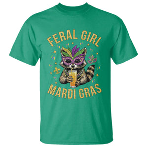 Mardi Gras Raccoon T Shirt Feral Girl Mardi Gras Trash Panda TS14 Irish Green Print Your Wear