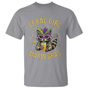 Mardi Gras Raccoon T Shirt Feral Girl Mardi Gras Trash Panda TS14 Sport Gray Print Your Wear