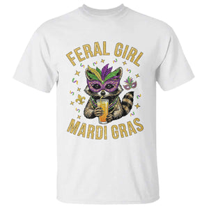Mardi Gras Raccoon T Shirt Feral Girl Mardi Gras Trash Panda TS14 White Print Your Wear