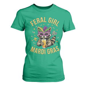 Mardi Gras Raccoon T Shirt For Women Feral Girl Mardi Gras Trash Panda TS14 Irish Green Print Your Wear
