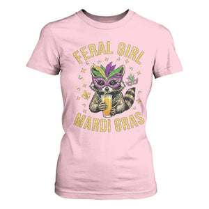 Mardi Gras Raccoon T Shirt For Women Feral Girl Mardi Gras Trash Panda TS14 Light Pink Print Your Wear