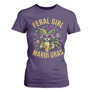 Mardi Gras Raccoon T Shirt For Women Feral Girl Mardi Gras Trash Panda TS14 Purple Print Your Wear