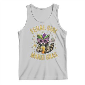 Mardi Gras Raccoon Tank Top Feral Girl Mardi Gras Trash Panda TS14 Ash Print Your Wear