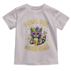 Mardi Gras Raccoon Toddler T Shirt Feral Girl Mardi Gras Trash Panda TS14 Ice Gray Print Your Wear