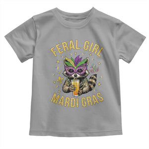 Mardi Gras Raccoon Toddler T Shirt Feral Girl Mardi Gras Trash Panda TS14 Sport Gray Print Your Wear