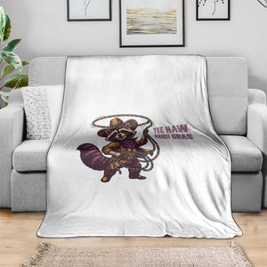 Mardi Gras Raccoon Throw Blanket Yee Haw Cowboy Mardi Gras Carnival Trendy Meme TS14 Print Your Wear