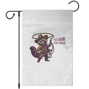 Mardi Gras Raccoon Garden Flag Yee Haw Cowboy Mardi Gras Carnival Trendy Meme TS14 White Print Your Wear