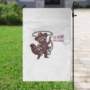 Mardi Gras Raccoon Garden Flag Yee Haw Cowboy Mardi Gras Carnival Trendy Meme TS14 Print Your Wear
