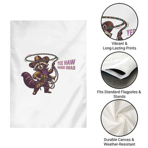 Mardi Gras Raccoon Garden Flag Yee Haw Cowboy Mardi Gras Carnival Trendy Meme TS14 Print Your Wear