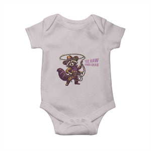 Mardi Gras Raccoon Baby Onesie Yee Haw Cowboy Mardi Gras Carnival Trendy Meme TS14 Ice Gray Print Your Wear