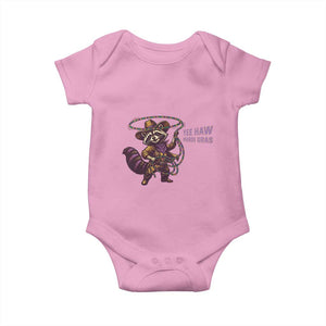 Mardi Gras Raccoon Baby Onesie Yee Haw Cowboy Mardi Gras Carnival Trendy Meme TS14 Light Pink Print Your Wear