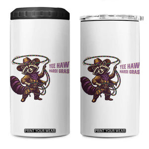 Mardi Gras Raccoon 4 in 1 Can Cooler Tumbler Yee Haw Cowboy Mardi Gras Carnival Trendy Meme TS14 One Size: 16 oz White Print Your Wear