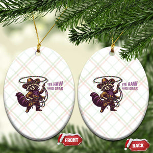 Mardi Gras Raccoon Ceramic Ornament Yee Haw Cowboy Mardi Gras Carnival Trendy Meme TS14 Print Your Wear
