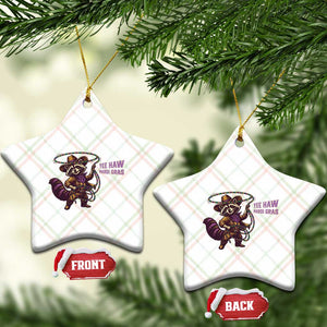 Mardi Gras Raccoon Ceramic Ornament Yee Haw Cowboy Mardi Gras Carnival Trendy Meme TS14 Print Your Wear