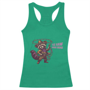 Mardi Gras Raccoon Racerback Tank Top Yee Haw Cowboy Mardi Gras Carnival Trendy Meme TS14 Irish Green Print Your Wear