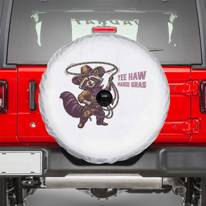 Mardi Gras Raccoon Spare Tire Cover Yee Haw Cowboy Mardi Gras Carnival Trendy Meme TS14 White Print Your Wear